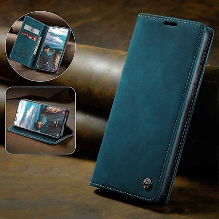 CASEME 013 Series Samsung Galaxy S21 FE Wallet Stand Cover Automatisk Suge PU Læder Etui