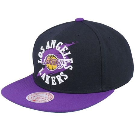 Mitchell & Ness - NBA Zwart snapback Cap - Los Angeles Lakers Circle Splash Black/Purple Snapback @ Hatstore