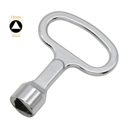 Triangulær søppelkassenøkkel, gul triangulær nøkkel med metallbase for gassmålere, heiser, styreskap/NC/