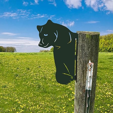 Musta karhu - Metalliset puutarhakoristeet aidoille, ulkokoristeet, koti, puutarhaeläimet, ruosteiset valurautaveistokset, puusiluetti, piha, 