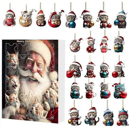 Kissa Joulukalenteri 2024, Joulu Joulukalenteri 2024, 24 päivän jouluunlaskentakalenteri, Joulukoriste kissan ystäville