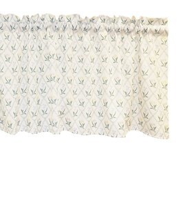 Gardinkappe Petra med blomster Hvid