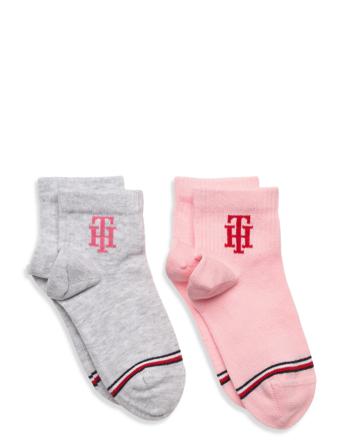 Th Baby Sock 2P Monogram Socks & Tights Socks Lyserød Tommy Hilfiger