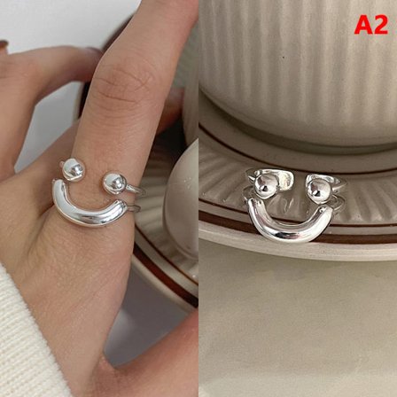 Smile Shape Ring För Kvinnor Fine Smycken Finger Justerbar Öppen