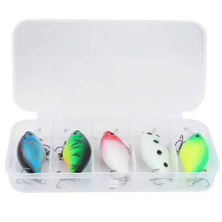 5 stk. Crankbait Lokkemad Sæt Æske Fiskeri Farverig Highfiber Kunstig Grej Kroge (Stil 1)