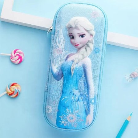 Frozen case, dubbla fackfyllt case med färgpennor och färgmarkörer, Kawaii skolmaterial, presentidé för flickor