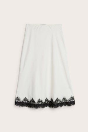 Kappahl | Satynowa spódnica z koronkową krawędzią | Offwhite