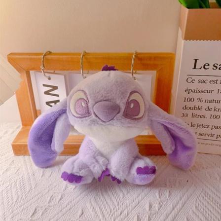 Cartoon Stitch Plysj Dukke Nøkkelring Bag Anheng Plysj Leker Hjem Purple