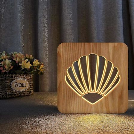 Creative Shell Wooden Hollow Carving Night Lights