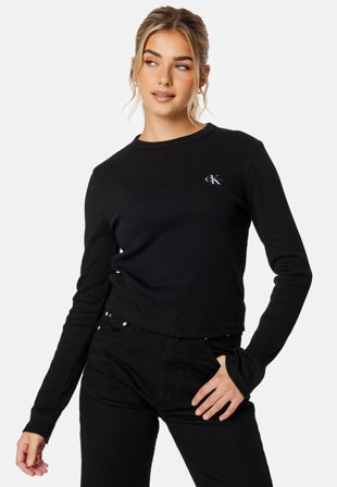 Calvin Klein Jeans Woven Label Rib Long Sleeve BEH Ck Black Klær