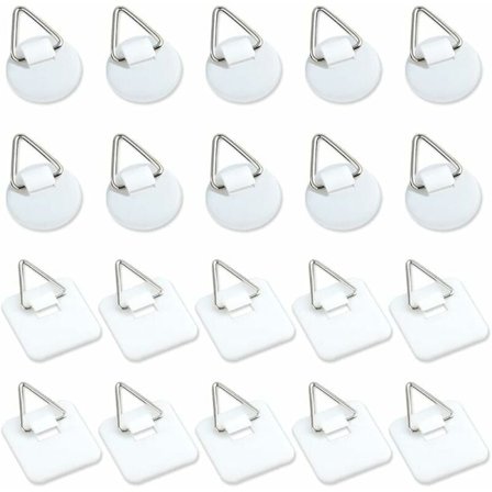 50 usynlige selvklæbende kroge, 2,5 cm, hvide - Vægbeslag til tallerkener, kunst, rammer