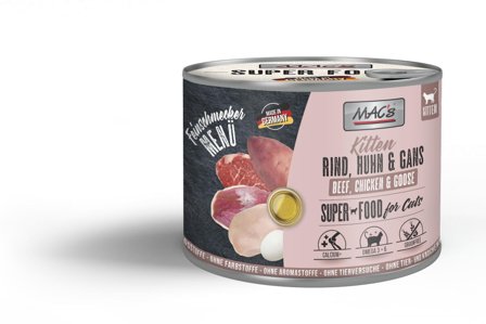 Mac's Super Food for Kittens Gourmet Storfe, Kylling og Gås 200g - Våtfôr