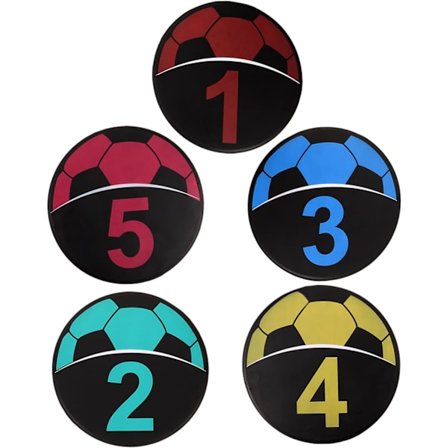 5 stk. nummertavler - tilfældige farver, gulvmarkører, agility-træningspunkter