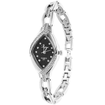 Lvpai P128 Dame Rhinstein Armbåndsur Stålarmbånd Analog Kvarts (Sølv Svart)