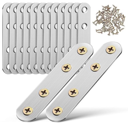 14 stk. flade beslag, lige støtteplader, reparationsplade, metalbeslag med huller, lige beslag til træ [D]