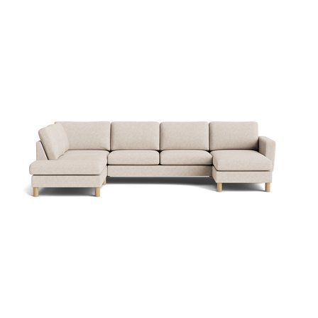 Højrevendt Haven U-sofa - Aragon Beige - Koldskum & Eg - 206x327x86cm - Perfekt til afslapning og hygge med familie og venner