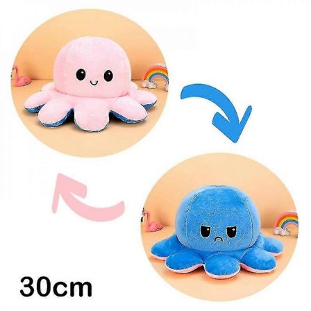 30/40 cm vendbar blæksprutte plysdukke med dobbeltsidet mønster, udstoppet tegneserie WDX