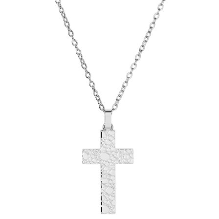 Cobblestone Cross Necklace for Men - Steel necklaces