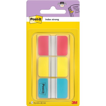 3M Post-it Index Tabs 25,4 x 38,1 mm Strong, 3 kleuren