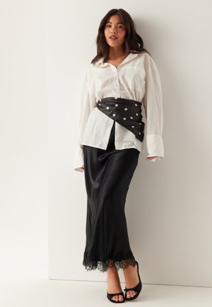 BUBBLEROOM Viscose Satin Lace Skirt Vaatteet