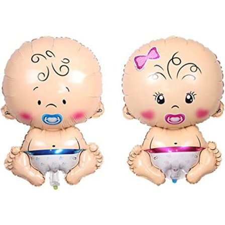 2 stk. 68x45cm, Baby Shape Ballon Dreng og Pige Stor Størrelse og Hel