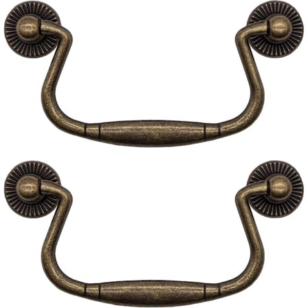 Set om 2 Antik Bronsjärn Vikbara Låda Handtag för Skåpdörrar, Byrå, Kök, Sideboard, etc. Vintage Retro Lanthus Stil 99 x 50 mm