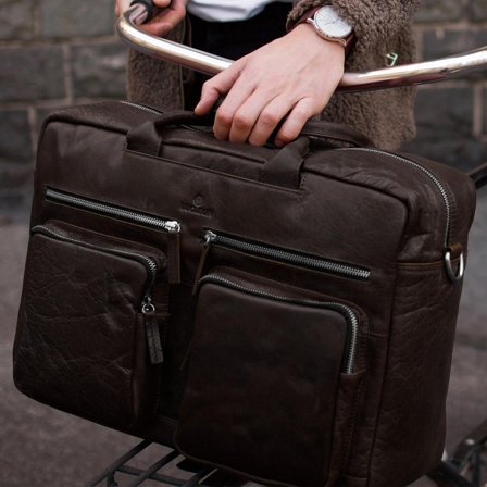 Bolsa de viaje de cuero marrón Combi Montreal para hombres - Bolsos de cuero