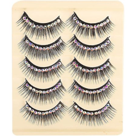5 par farverige falske øjenvipper med gennemborede og overdrevne glitterdiamanter til sceneoptræden makeup falske øjenvipper ugle falske øjenvipper 