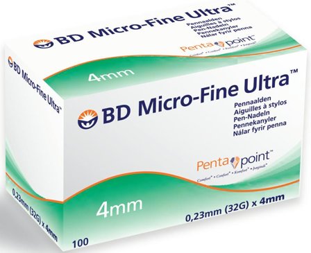 BD Micro-Fine Ultra 4mm pennekanyle 32G 100 stk
