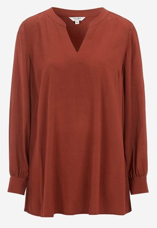 Cellbes of Sweden - V-udskåret, vævet tunika i rustrød til damer i størrelse 34/36