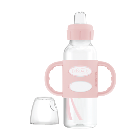 Dr. Brown's Sippy Spout Standard Flaske m/ håndtak, Rosa, 250 ml