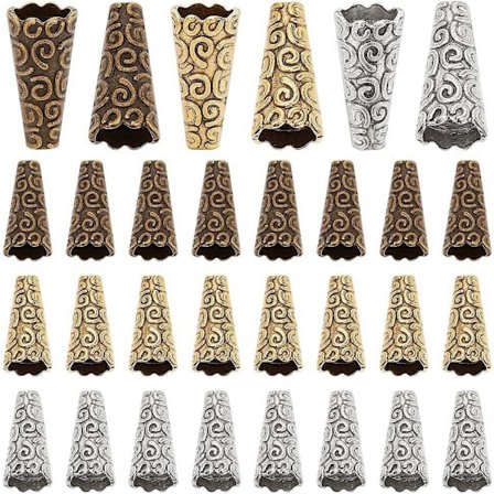 90 stk. Perle Kegle Hætter Metal Perler Endehætter Apetalous Spacer Perle Hætter Tibetansk Stil Perle Stopper Terminatorer Forsyninger