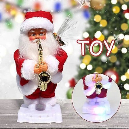 Julmusikleksak Elektrisk Tomte som Spelar Saxofon Actionleksak med Färgglada Ljus Säsongsbetonad Present till Barn Ny