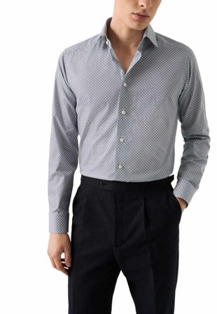 Eton Medaljongmönstrad Skjorta I Signature Twill Slim Fit Skjortor Herr Blå 42