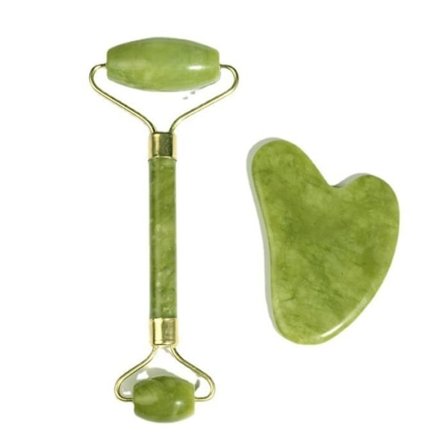 Massageverktyg - BAIMEI - Gua Sha och Jade Roller - Lugnar huden - Tar bort svullnader - Blandet