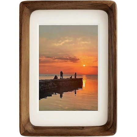 1 ST 4x6 Tavelram Trä, Naturlig Massiv Valnöt Trä Fotoramar 4x6 för Bordsskiva eller Väggdisplay