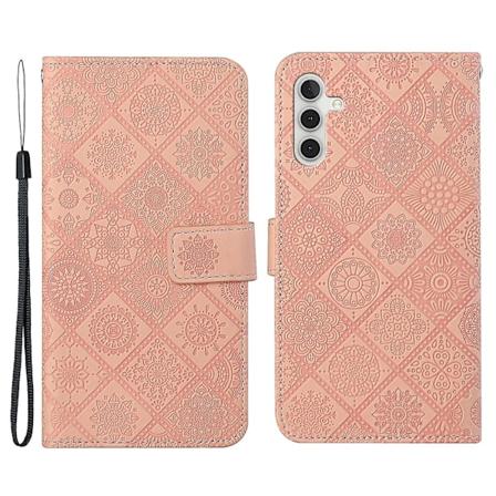 For Samsung Galaxy A34 5G Etnisk Stil Magnetisk Flip Telefonveske Stativ Lommebok Telefondeksel med Rem