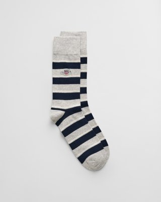 GANT - Shield stripet sokker til herre light grey melange