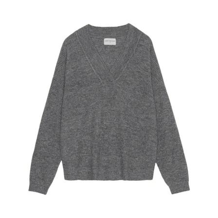Moshi Moshi Mind, Vibrant Rib V-Neck Grijs, Dames, Maat:S