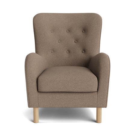 Vitra Sessel Loop Dunkelbeige Modernes Design mit Knopfheftung und Holzfüßen, Bequemer Polstersessel für Wohnzimmer, Breite 100cm Stoff