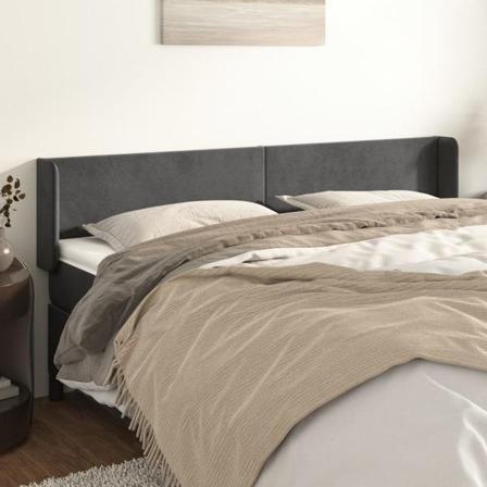 Vidaxl Huvudgavel Med Kanter Mörkgrå 183x16x78/88 Cm Sammet Grå