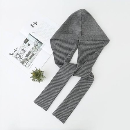 Strikket hætte sjal Hold Varm tørklæde GRÅ