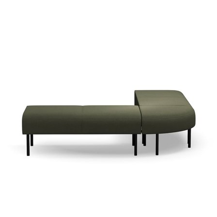 Corner bench VARIETY, outward curve, fabric Blues CSII, olive