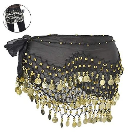 Hip-skjørt for magedans, kvinners magedans-skjørt med mynter for magedans, Zumba eller yogatimer