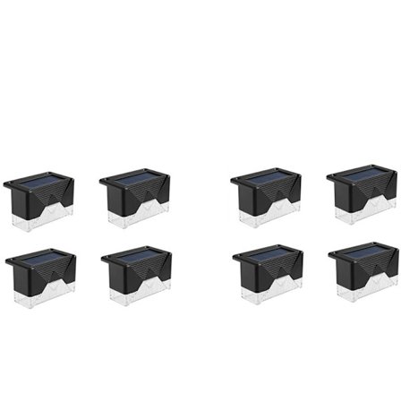 8 stk. LED solcelle trappe lys IP65 vandtæt udendørs solcelle dæk lys til have sti gårdhave trin trin hegn lamper