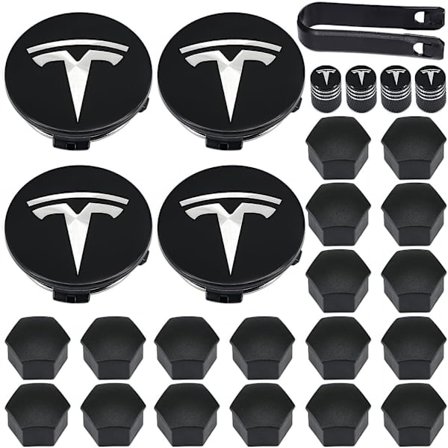 Hjul kapselsett, Tesla navkapsler senterkopper navkapsler for Tesla Model 3, Model Y, Model S, Model X, sølv logo