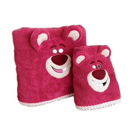 2 STK. Sødt Bjørnemønster Koral Fleece Badehåndklæder Bløde Absorberende Brusehåndklæder Rød