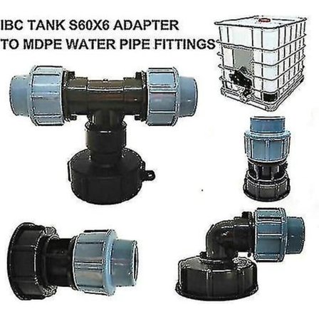 Fgao S60x6 IBC Tankadapter med 25 mm Rak MDPE-Koppling
