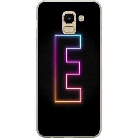 Kompatibel Mobilcover til Samsung Samsung Galaxy J6 Minimalistisk neonbogstav E i lyse farver mod mørk baggrund i moderne og stilren design