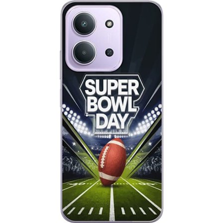 Yhteensopiva Puhelinkuori Xiaomi Redmi 15C Super Bowl Day juliste, jossa amerikkalainen jalkapallo valaistuksella varustetulla areenalla dramaattisess